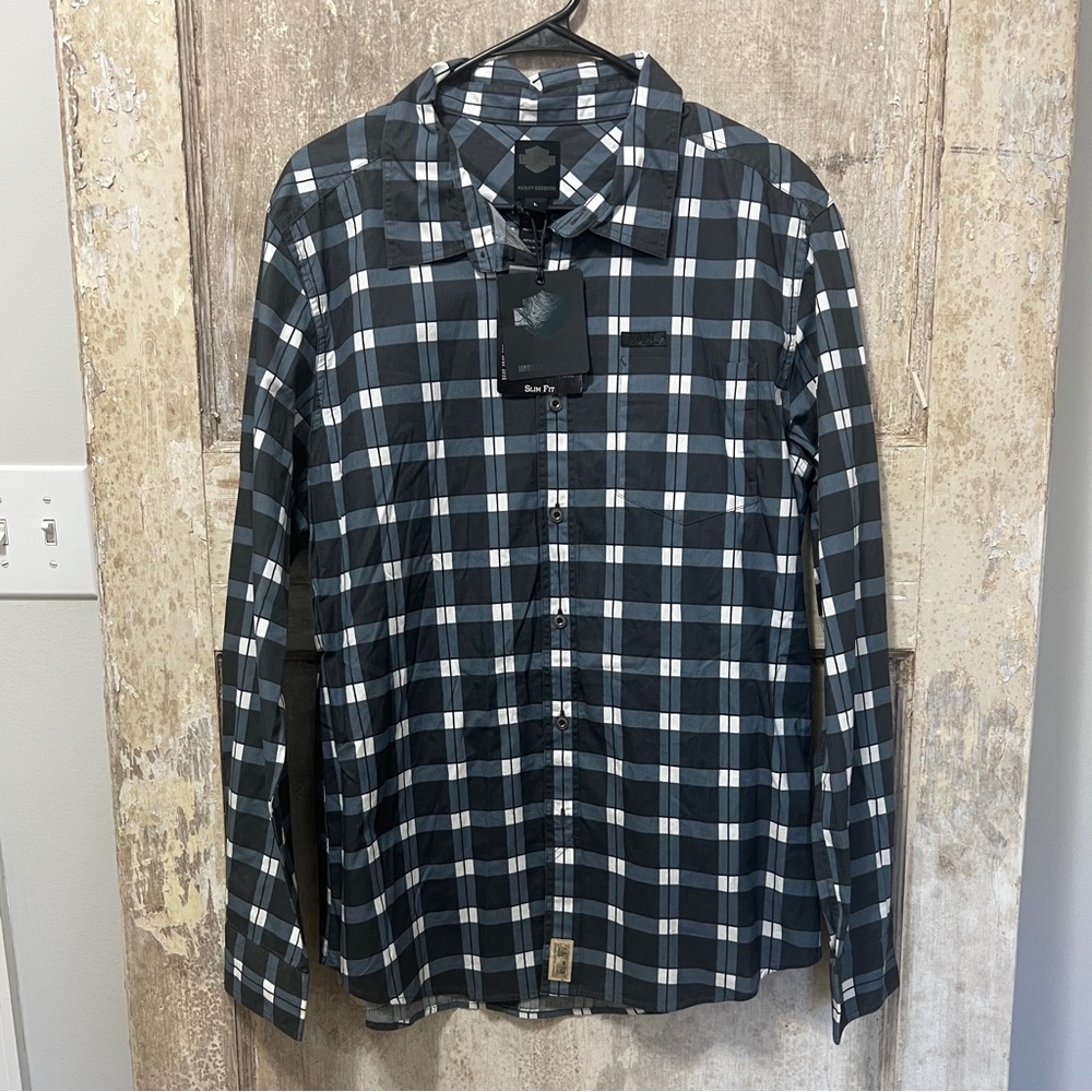 HarleyDavidson Slim Fit button upshirt plaid HDMC NEW casual Harley button down